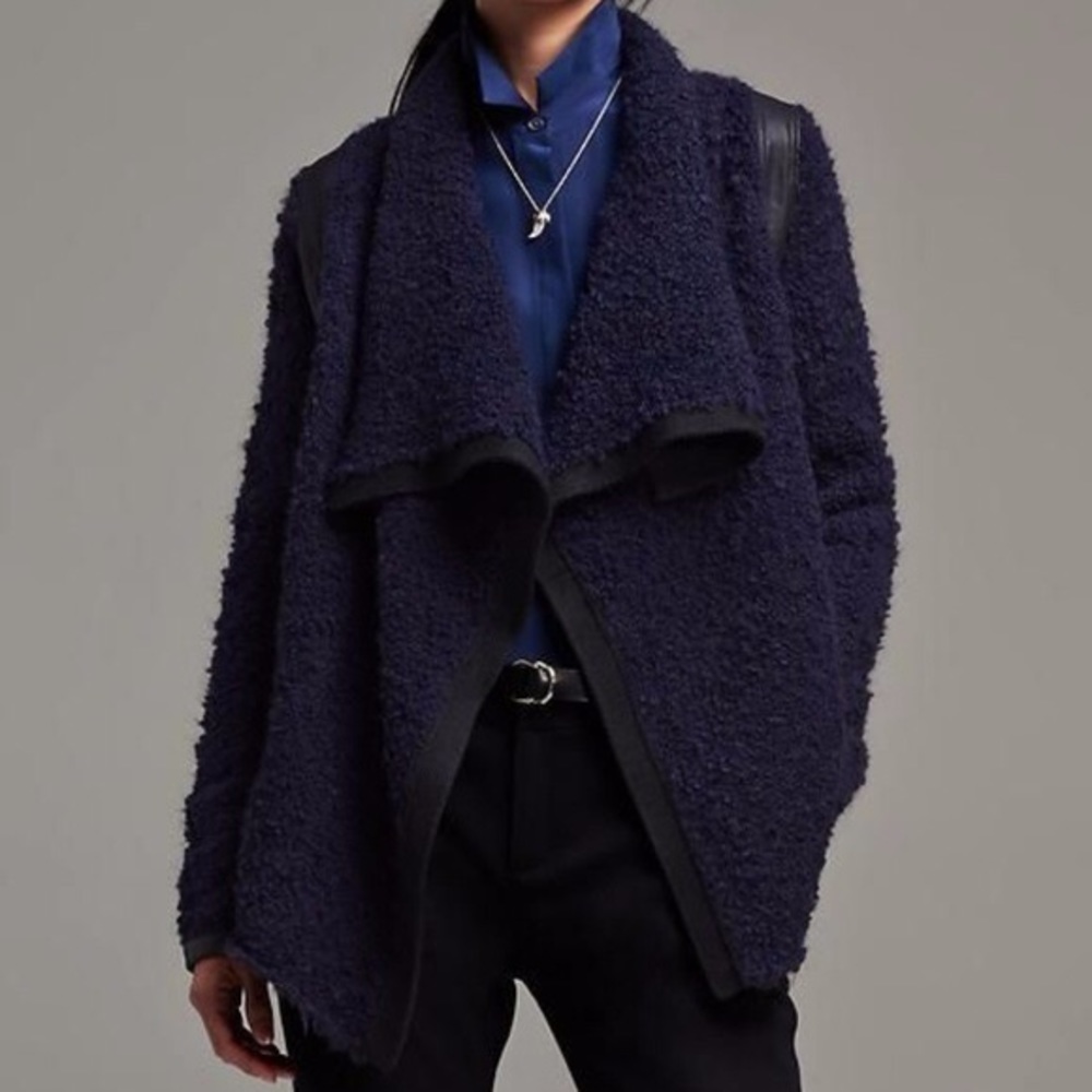 Banana Republic Boucle Faux Leather Trim Sweater
